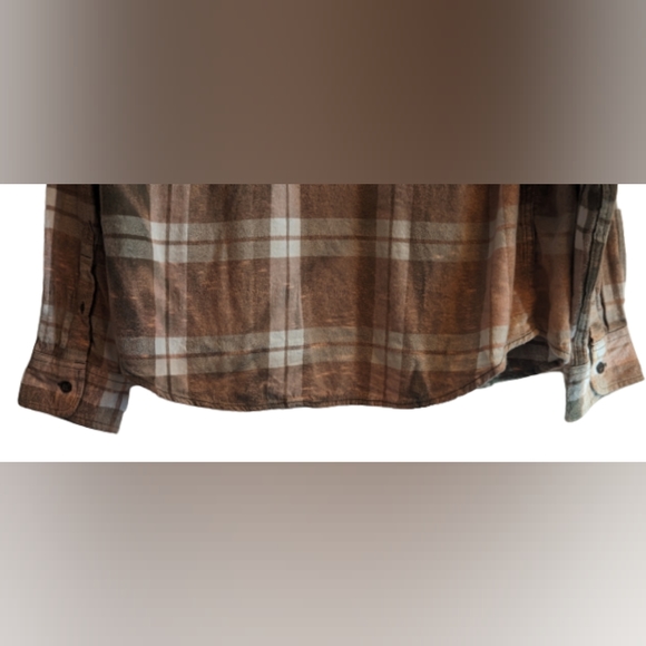 EUC brown/white George button down collared 3 button cuffs Cash Waylon Willie - Picture 5 of 11